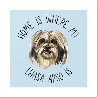 Home is Where My Lhasa Apso Is Dog Breed Lover Watercolor Posters and Art